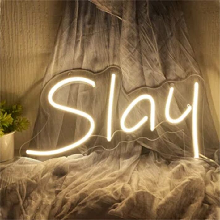 Brighten Up Your Wedding, Bar, or Home Décor with the Chic Slay White LED Neon Sign.