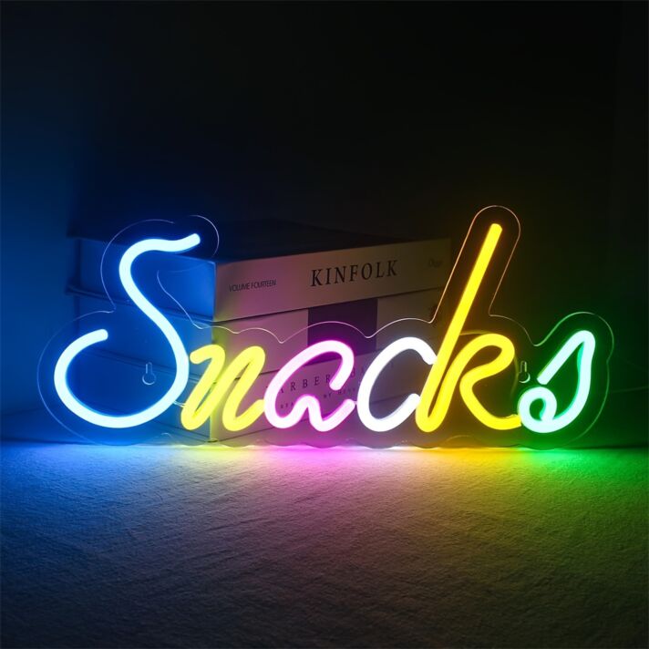 Brighten your kitchen or snack bar with the vibrant Snack LED Neon Sign.
