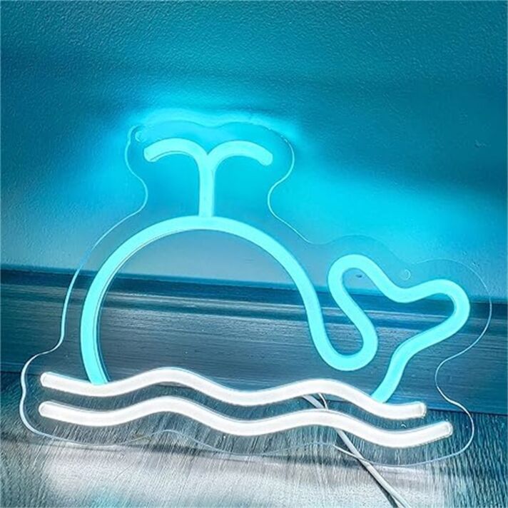 Enhance Your Living Spaces, Office, or Party Ambiance with the Whale For Home Decor LED Neon Sign.