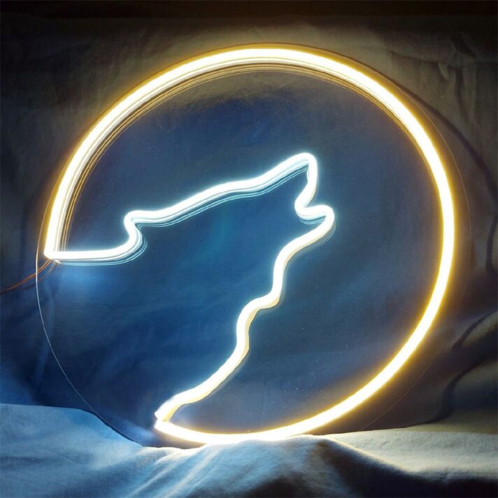 Light Up Your Nights with Wolf On The Moon LED Neon Sign, Perfect for Bars, Bedrooms, and Themed Events.