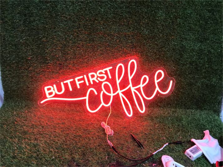 Enhance your cafe or kitchen ambiance with the vibrant But First Coffee In Red LED Neon Sign, perfect for coffee lovers and late-night gatherings.