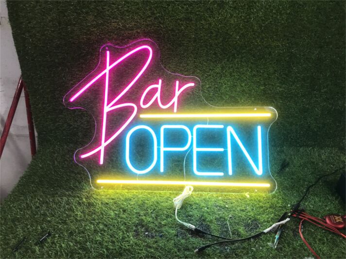 Brighten Up Your Bar, Storefront, or Man Cave with the Colorful Bar Open LED Neon Sign.