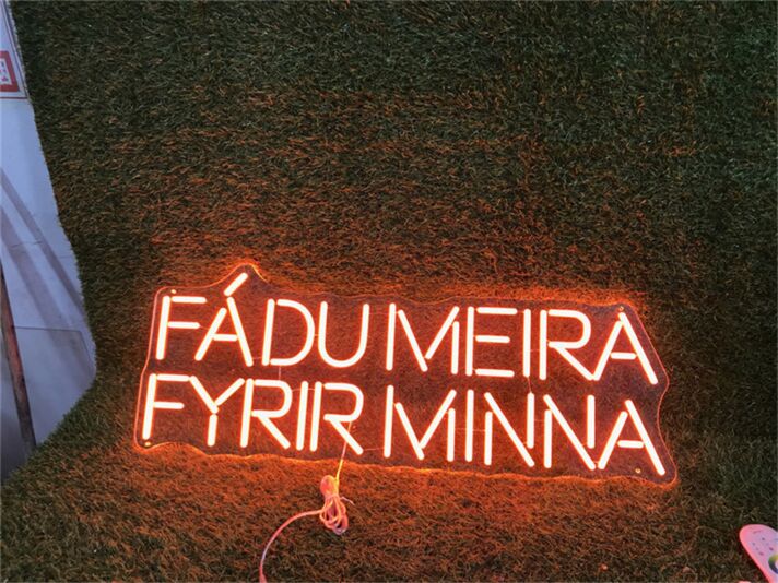 Enhance Your Wedding, Bar, or Storefront Ambiance with the Fadu Meira Fyrir Minna Custom LED Neon Sign.