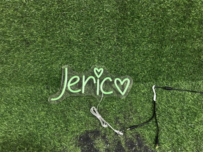 Brighten Up Your Special Moments: Personalize Custom Jeric With Heart LED Neon Sign for Weddings, Anniversaries, and Romantic Home Decor.