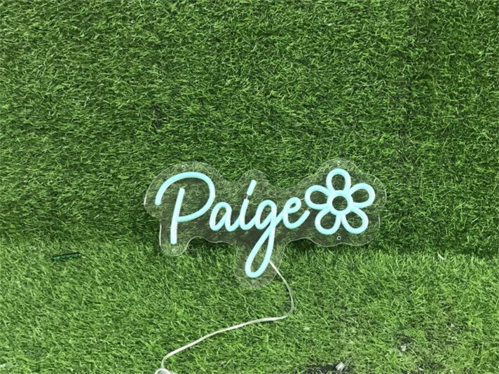 Brighten Your Special Moments: Personalize Custom Paige With Flower LED Neon Sign for Weddings, Parties, and Home Decor