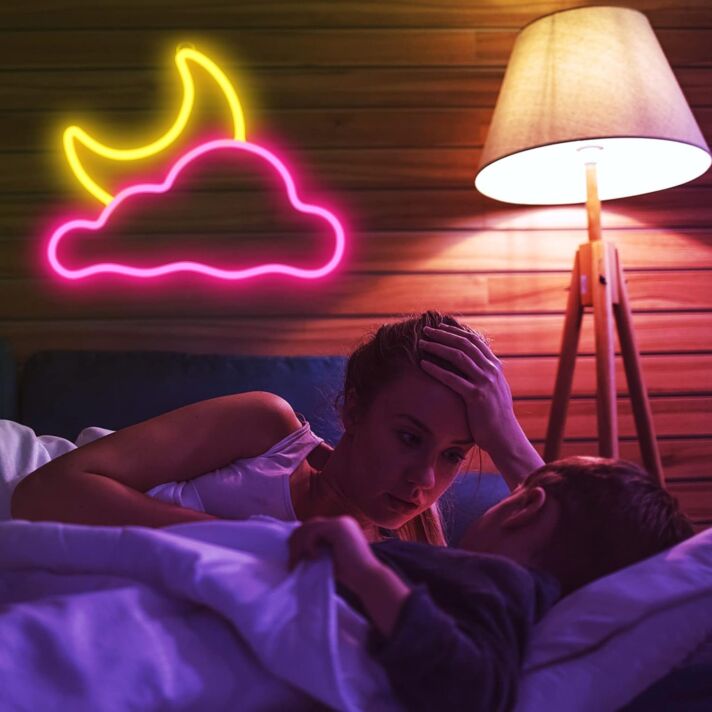 Brighten Up Your Nights: Perfect for Home Decor, Romantic Evenings, and Parties with the Clouds And Moon Neon Sign.