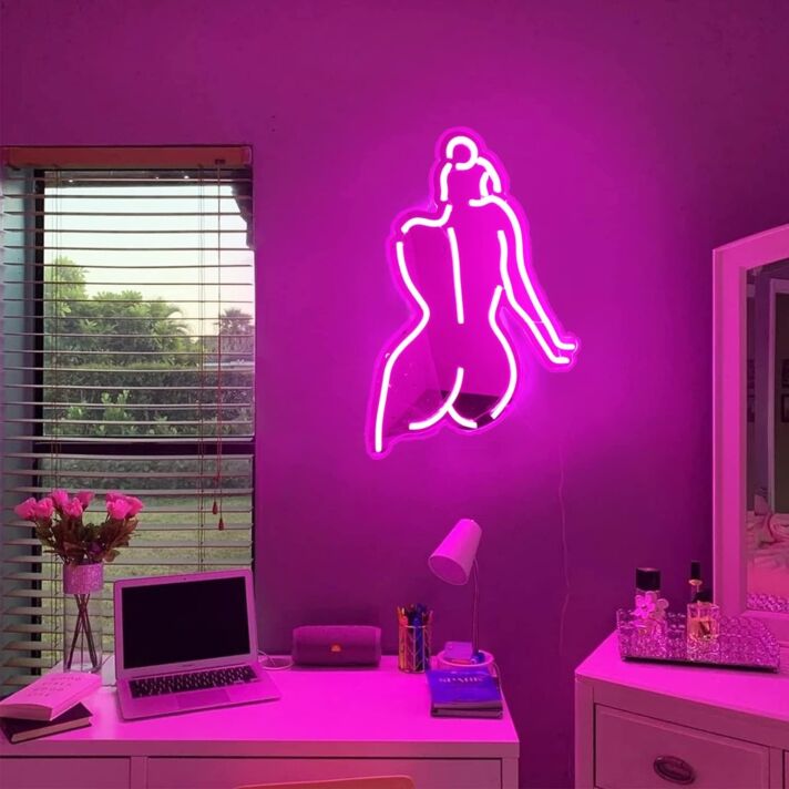 Brighten Your Bedroom, Boutique, or Bachelorette Party with the Deep Pink Mannequin Women's Bedroom Neon Sign.