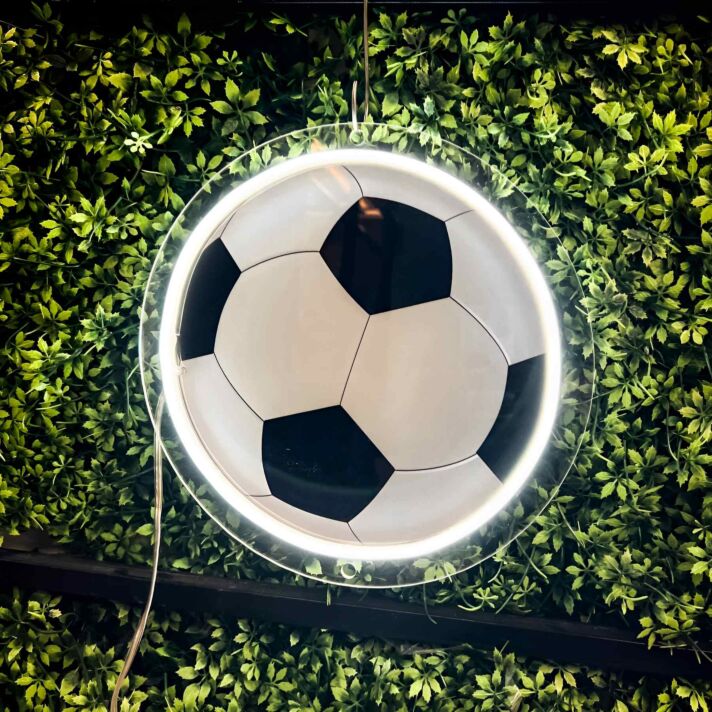 Brighten Your Sports Bar or Game Room with Soccer Ball UV Printed Artwork - The Beautiful Game Shines.