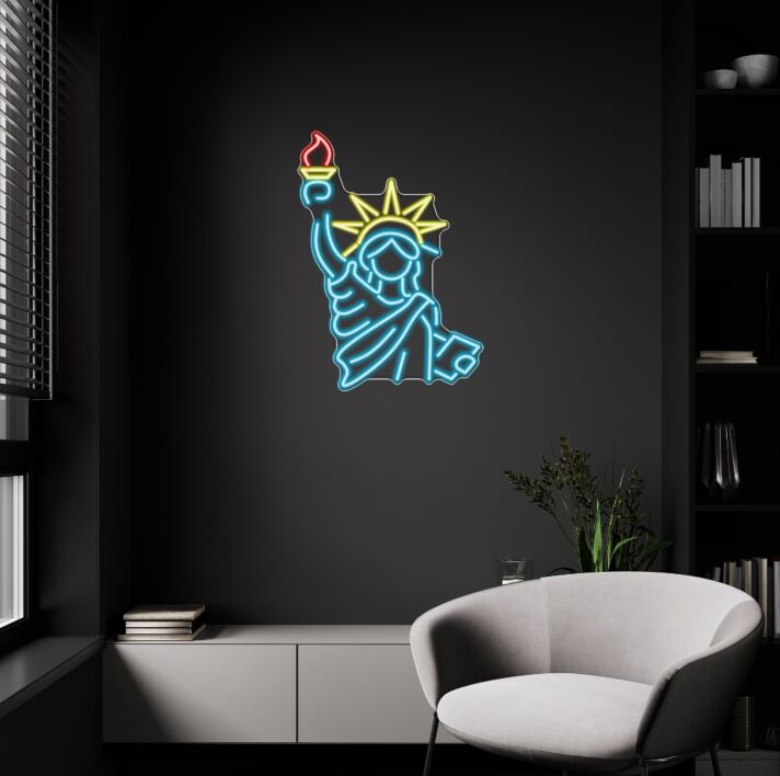Brighten Up Your Home, Office or Bar with the Statue Of Liberty Neon Sign Iconic American Glow.