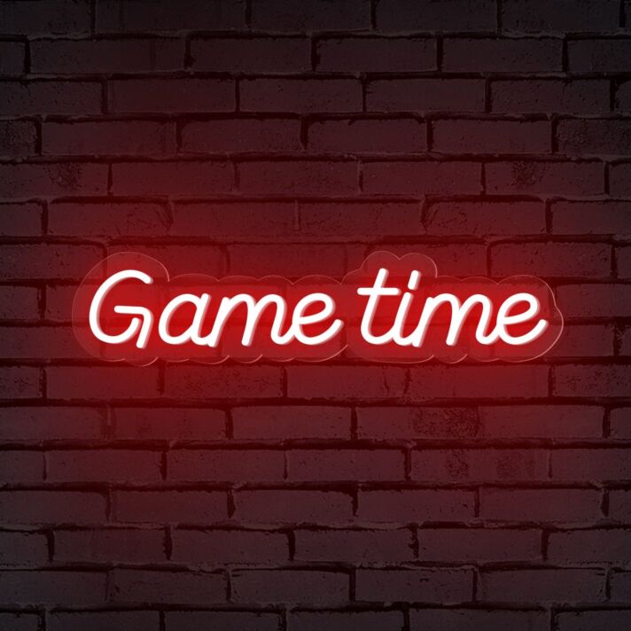 Elevate Your Gaming Room and Bar Atmosphere with Game Time Words Neon Sign For Gamers.