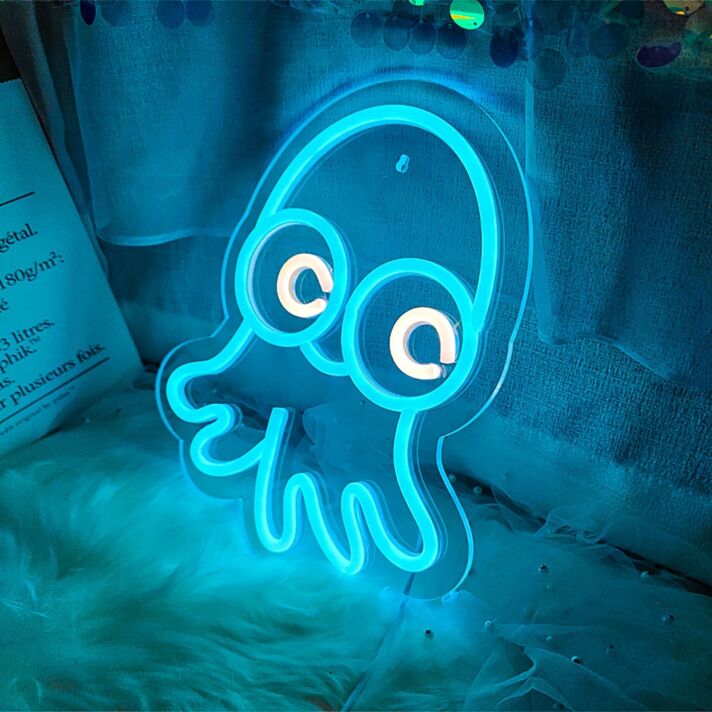 Brighten Up Any Space: Octopus Cute Neon Sign Perfect for Bedroom, Office, or Party Ambiance.