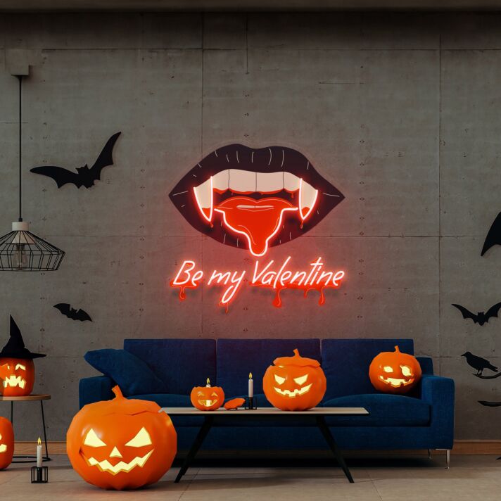 Add Romantic Ambiance to Your Living Room, Wedding, or Valentine's Day Celebration with Be My Valentine Led Uv Neon Sign Wall Art.