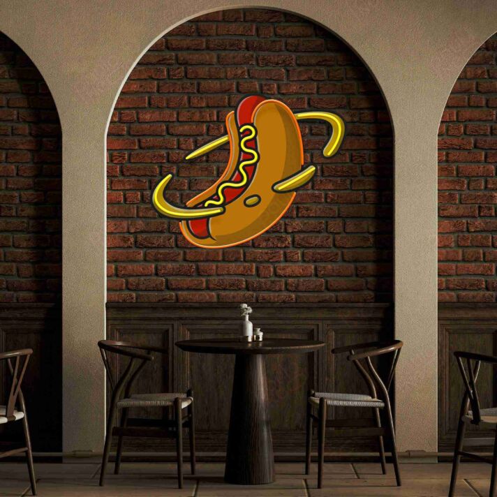 Brighten Your Diner or Café: Hotdog Planet Flat Custom Led Uv Neon Sign Light for Wall Decor, Perfect for Restaurants, Home Kitchens, and Bars.