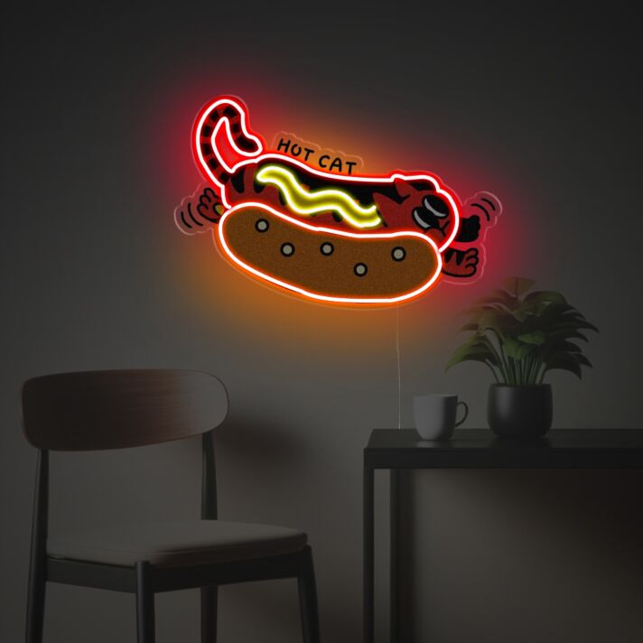 Brighten Up Your Space: Hog Cat LED Neon Acrylic Artwork Perfect for Home Décor, Quirky Offices, and Cool Bars.