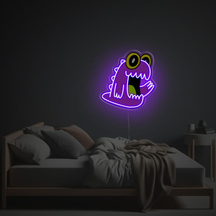 Brighten Up Your Child's Room or Next Birthday Bash with Little Purple Monster LED Neon Acrylic Artwork.