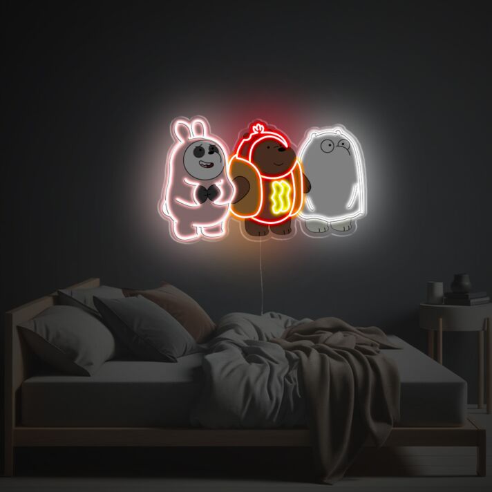 Elevate Your Space: Panda Brown Bear And Ice Bear LED Neon Acrylic Artwork - Perfect for Home Decor, Trendy Offices, and Vibrant Bars.