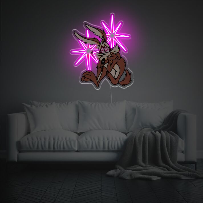 Brighten Up Your Bar, Bedroom, or Gaming Space with Sadly Rabbit LED Neon Acrylic Artwork.