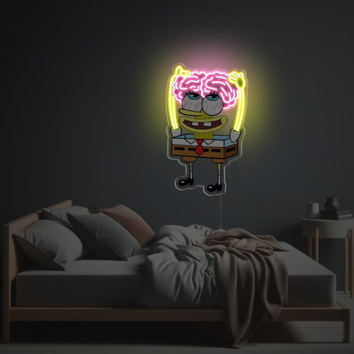 Brighten Up Your Bar or Themed Event with Spongebob With Exposed Brain LED Neon Acrylic Artwork.
