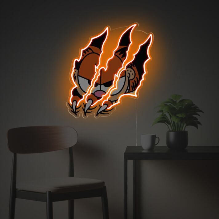 Elevate Your Space: Torn Wall By Garfield LED Neon Acrylic Artwork Perfect for Office, Bar, and Home Decor Ambiance.