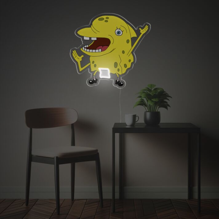 Brighten Up Your Kids' Room, Play Area, or Themed Birthday Parties with Dolphinized Spongebob LED Neon Acrylic Artwork.