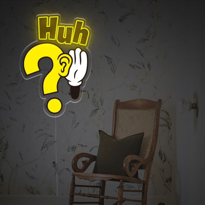 Elevate Your Office, Bar, and Event Ambience with Huh With Question Mark LED Neon Acrylic Artwork.