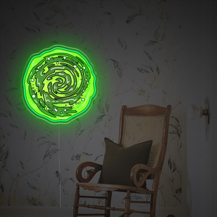 Brighten Up Your Space: Rick Portal LED Neon Acrylic Artwork Perfect for Home Decor, Bars, and Gaming Rooms