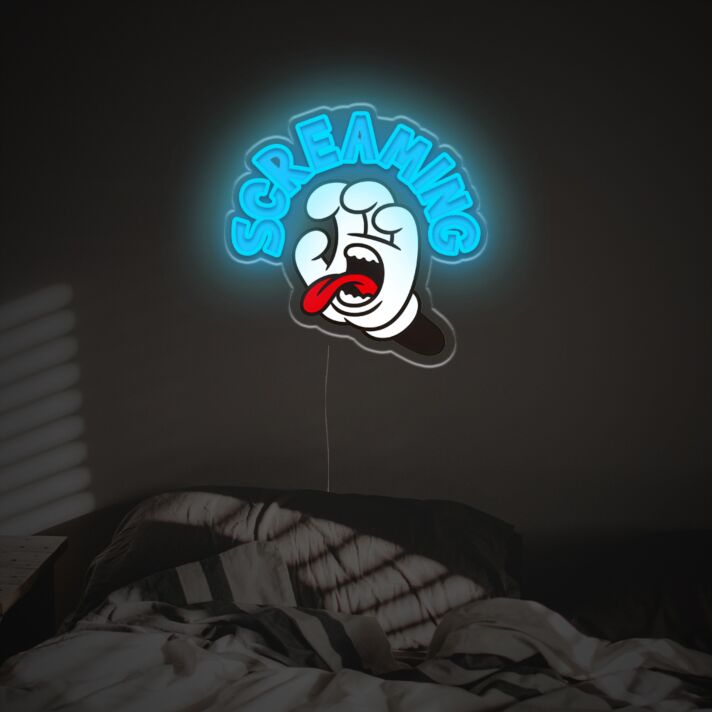Brighten Up Your Bar or Game Room with the Enthralling Screaming With Freaking Hand LED Neon Acrylic Artwork.