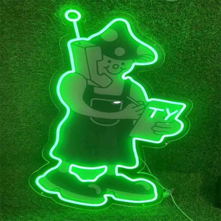 Elevate Your Bar, Cafe, or Game Room Ambiance with the Enchanting Mushroom Man Ordering Green LED Neon Sign.