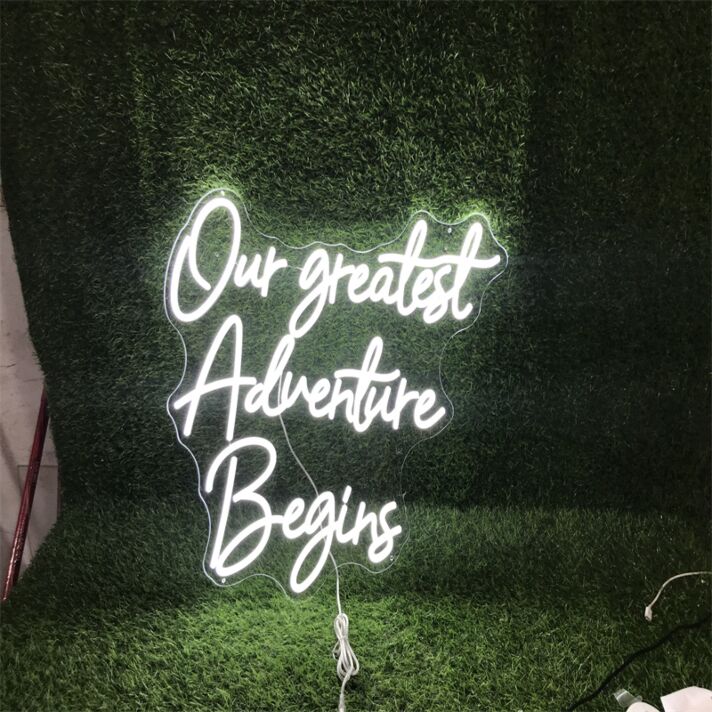 Brighten Your Wedding and Home Decor with Our Greatest Adventure Begins LED Neon Sign.