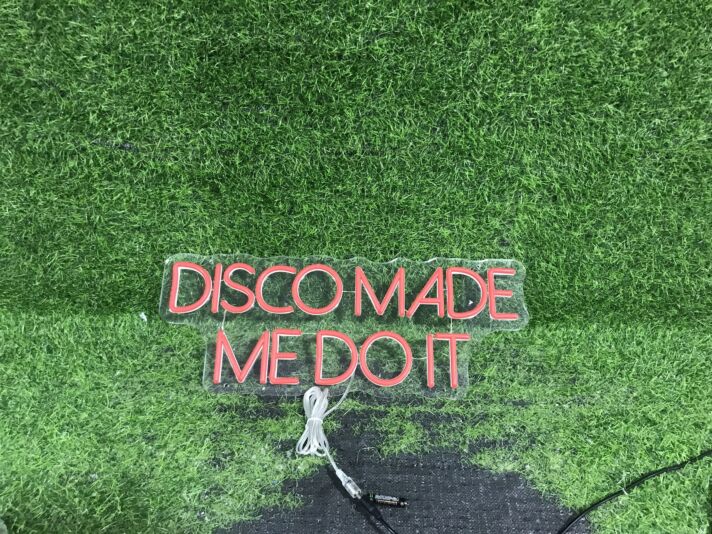 Elevate Your Bar, Wedding, or Party Ambiance with the Disco Made Me Do It Red LED Neon Sign.