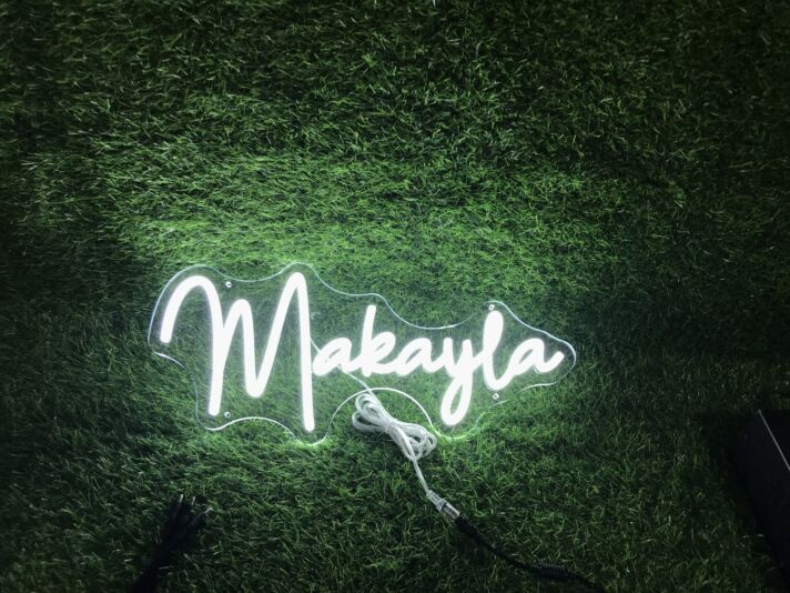 Brighten Your Spaces: Home, Office, or Store Ambience with Makayla White LED Neon Sign.