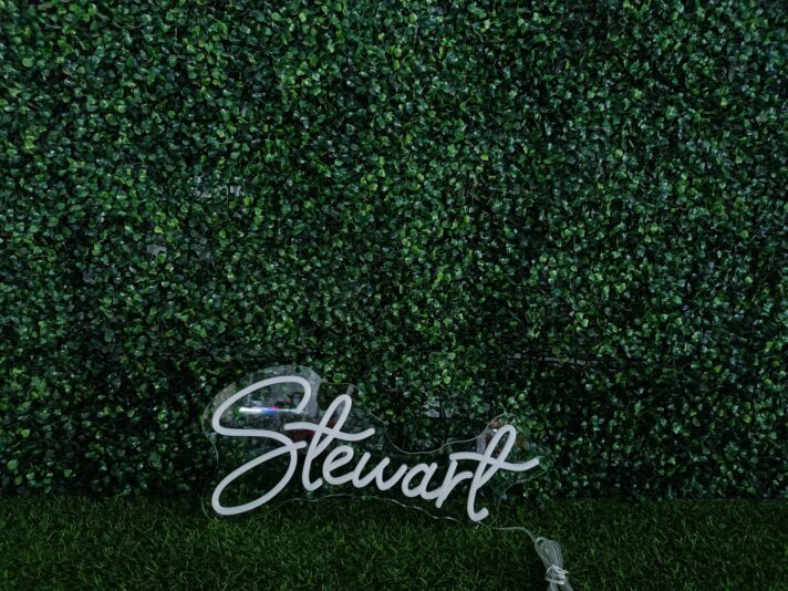 Brighten Up Your Bar, Wedding, and Home Decor with the Stewwart White LED Neon Sign.