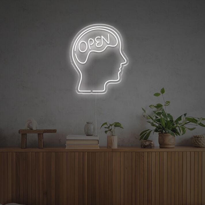 Elevate Your Home, Office, or Bar Ambiance with the Open Brain LED Neon Sign.