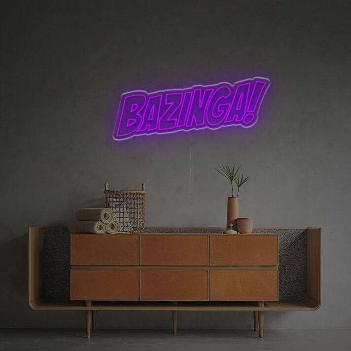 Brighten Up Your Space: Bazinga LED Neon Sign for Office, Bar, and Home Decor Elegance