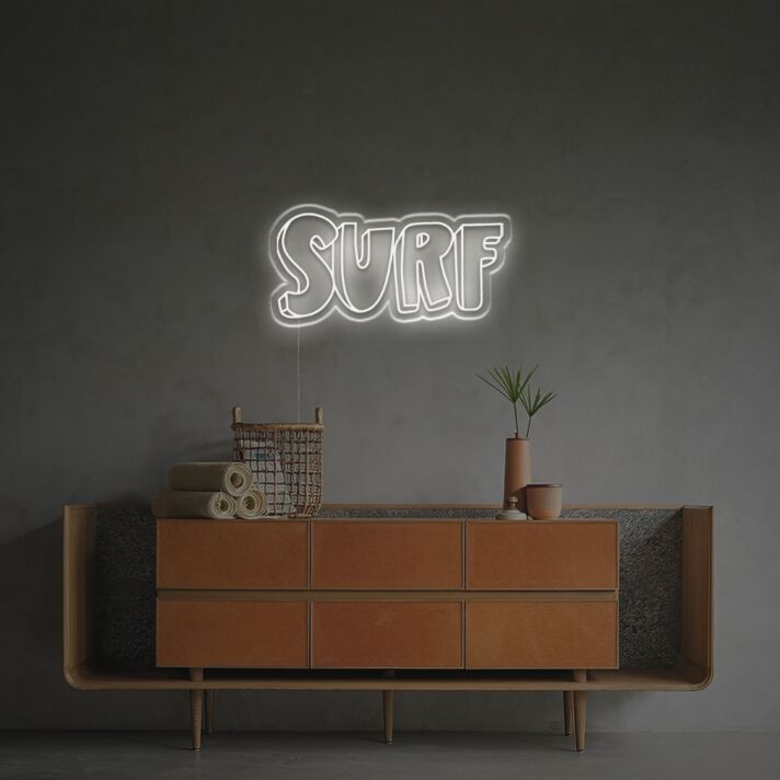 Brighten Your Beach-Themed Spaces: Surf Word LED Neon Sign Perfect for Home Decor, Casual Bars, and Cool Retail Settings