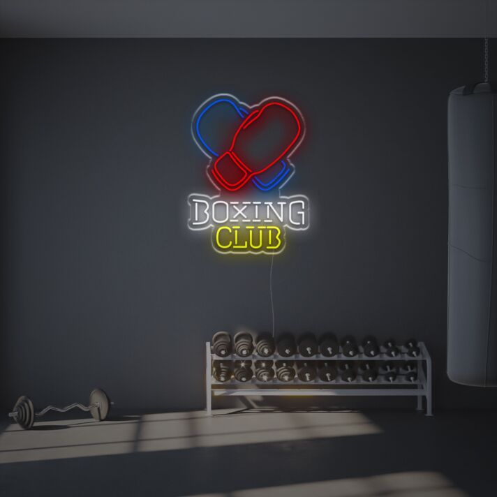 Enhance Your Bar, Gym or Man Cave Ambiance with the Boxing Club LED Neon Sign.