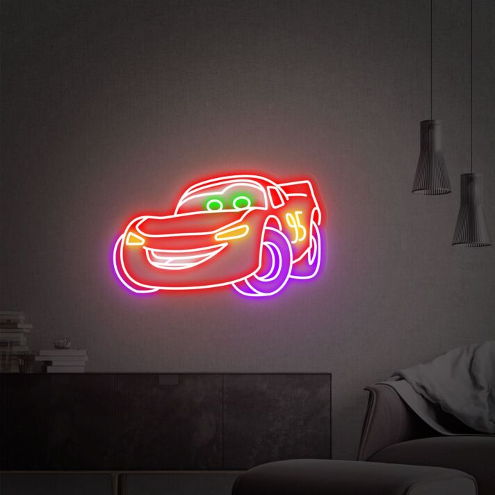 Brighten Up Your Game Room, Kid's Bedroom, or Birthday Bash with Cars Lightning McQueen Neon Sign - A Versatile Decor for Home, Office, and Celebratory Occasions.