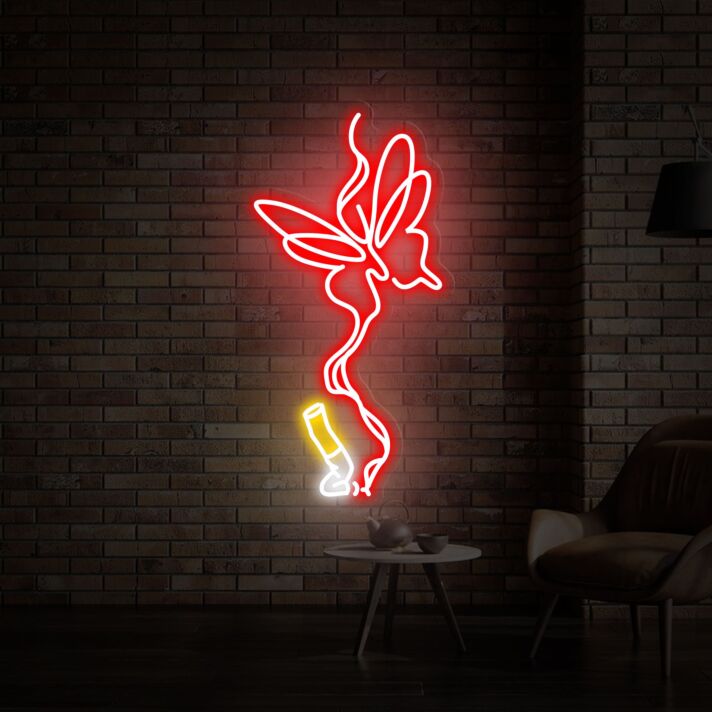 Elevate Your Bar, Cafe or Smoking Lounge Ambiance with the Cigarette And Butterfly Neon Sign, Perfect for Chic Decoration and Vivid Lighting.