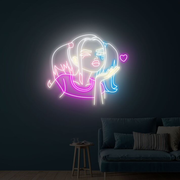 Brighten Up Your Space with Crazy Girl Harley Quinn Neon Sign Task Force X Neon Lights - Perfect for Bars, Game Rooms, and Movie Nights.