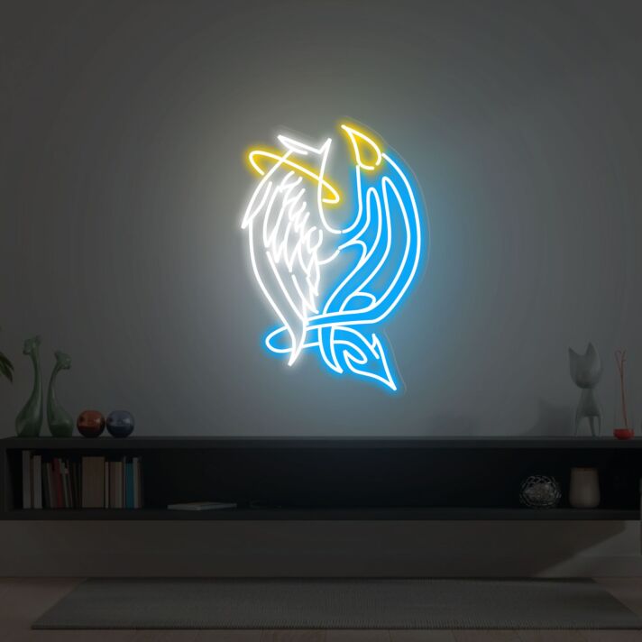 Enhance Your Space: Devil And Angel Neon Sign LED Neon Light for Home, Office, and Bar Décor, Perfect for Parties, Weddings, and Bedroom Ambiance.