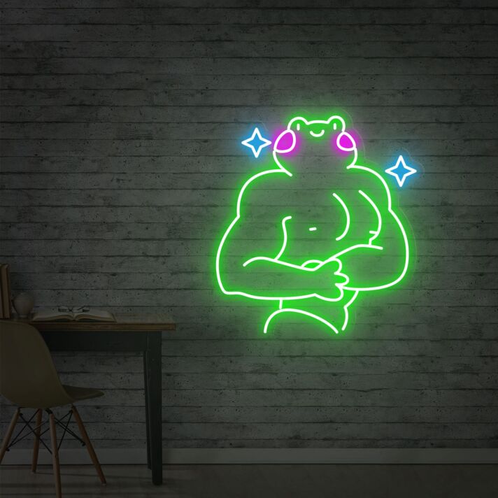 Brighten Up Your Game Room, Parties, and Home Decor with the Muscle Frog Neon Sign - A Whimsical Touch for Any Space!