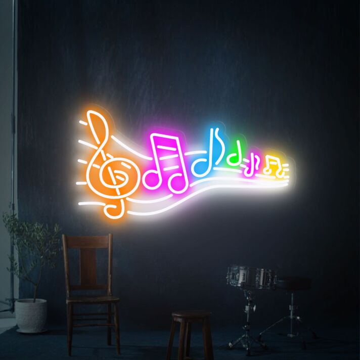 Brighten Up Your Space: Music Flow Neon Sign Wall Art Musical Notes Neon Sign for Bars, Studios, and Celebratory Events.