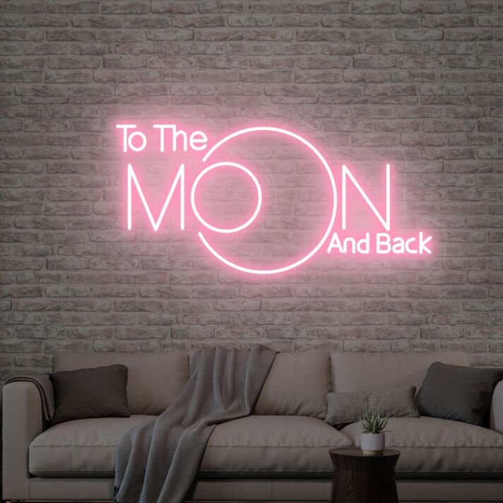 Elevate Your Space with To The Moon And Back Neon Sign Moon Decor - Perfect for Bedrooms, Romantic Evenings, and Special Celebrations.