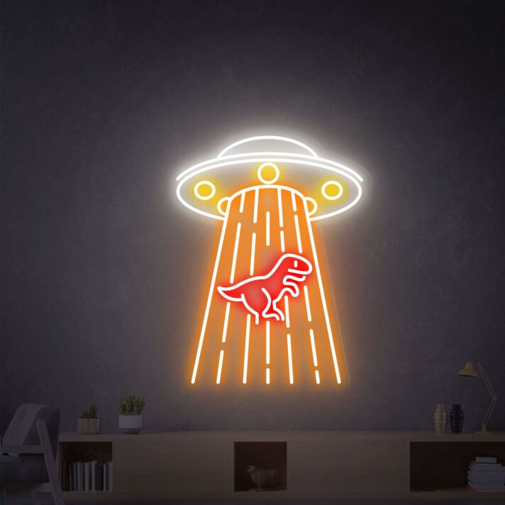 Bring a Cosmic Glow to Your Bedroom, Office, or Party with Ufo Dragon Neon Signs LED Light - Perfect for Space-Themed Wall Decor.