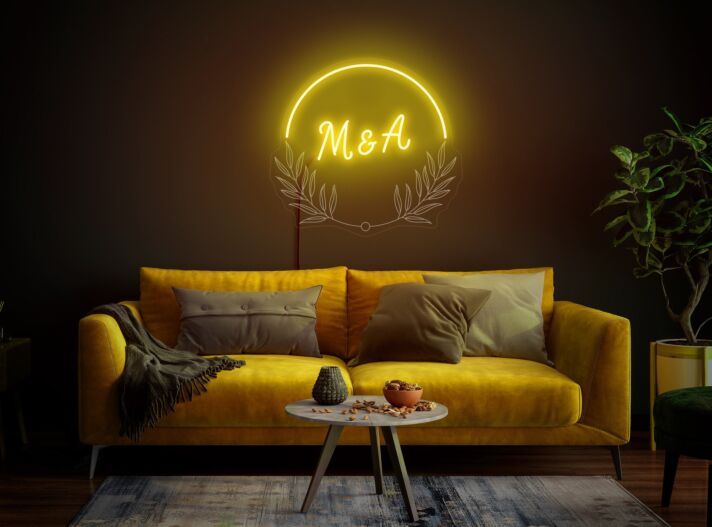 Brighten Your Special Day and Spaces: Initials Neon Sign for Wedding & Reception, Perfect for Home Decor, Parties, and Store Highlights.