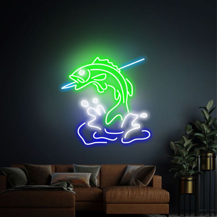Brighten Your Space: Perfect for Bars, Retail Shops, and Cozy Home Entryways - Fishing Led Neon Sign Wall Decor Sign