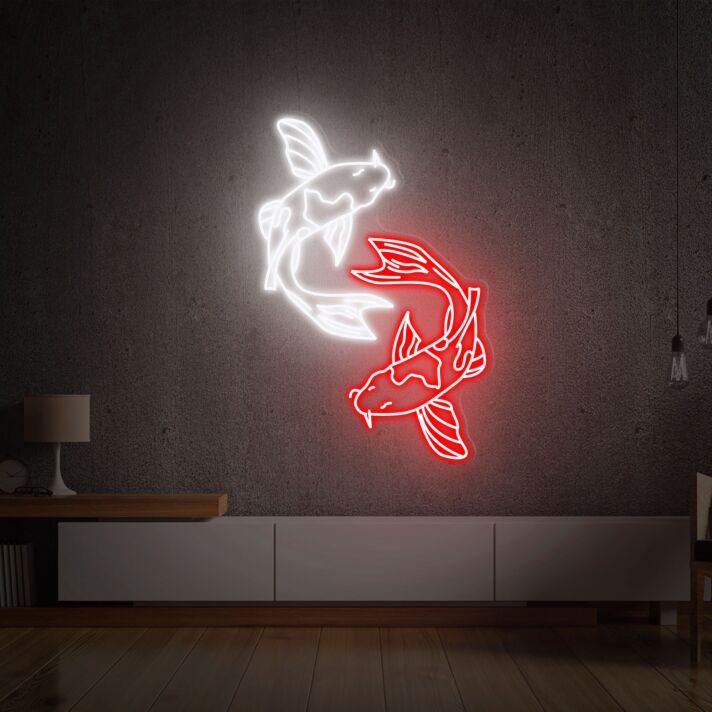 Brighten Your Space: Perfect for Home Decor, Offices, and Bars - Koi Fish Japanese Lover Gift Led Neon Sign Wall Decor