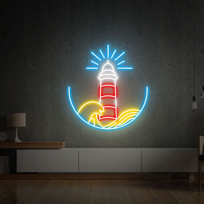 Brighten Up Your Space: Perfect for Home, Office, or Bar - Lighthouse Led Neon Sign Wall Decor Sign Narrow Entryway Decor