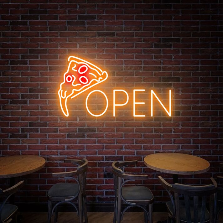 Enhance Your Kitchen, Pizza Shop, or Party Ambiance with Pizza Open Led Neon Sign – A Versatile Storefront Sign and Wall Art for Pizza Enthusiasts.