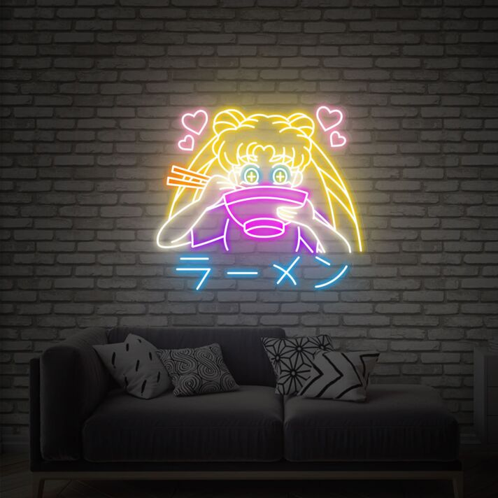 Brighten Up Your Space: Sailor Moon LED Neon Signs - The Perfect Personalized Gift for Home, Office, and Party Decor.